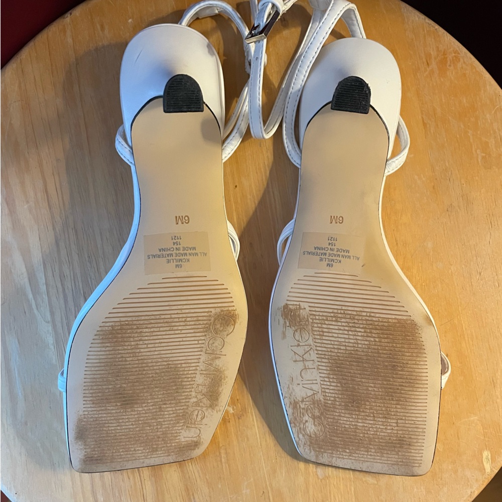 Calvin Klein Millie Ankle Strap Sandal in White. - Picture 7 of 15